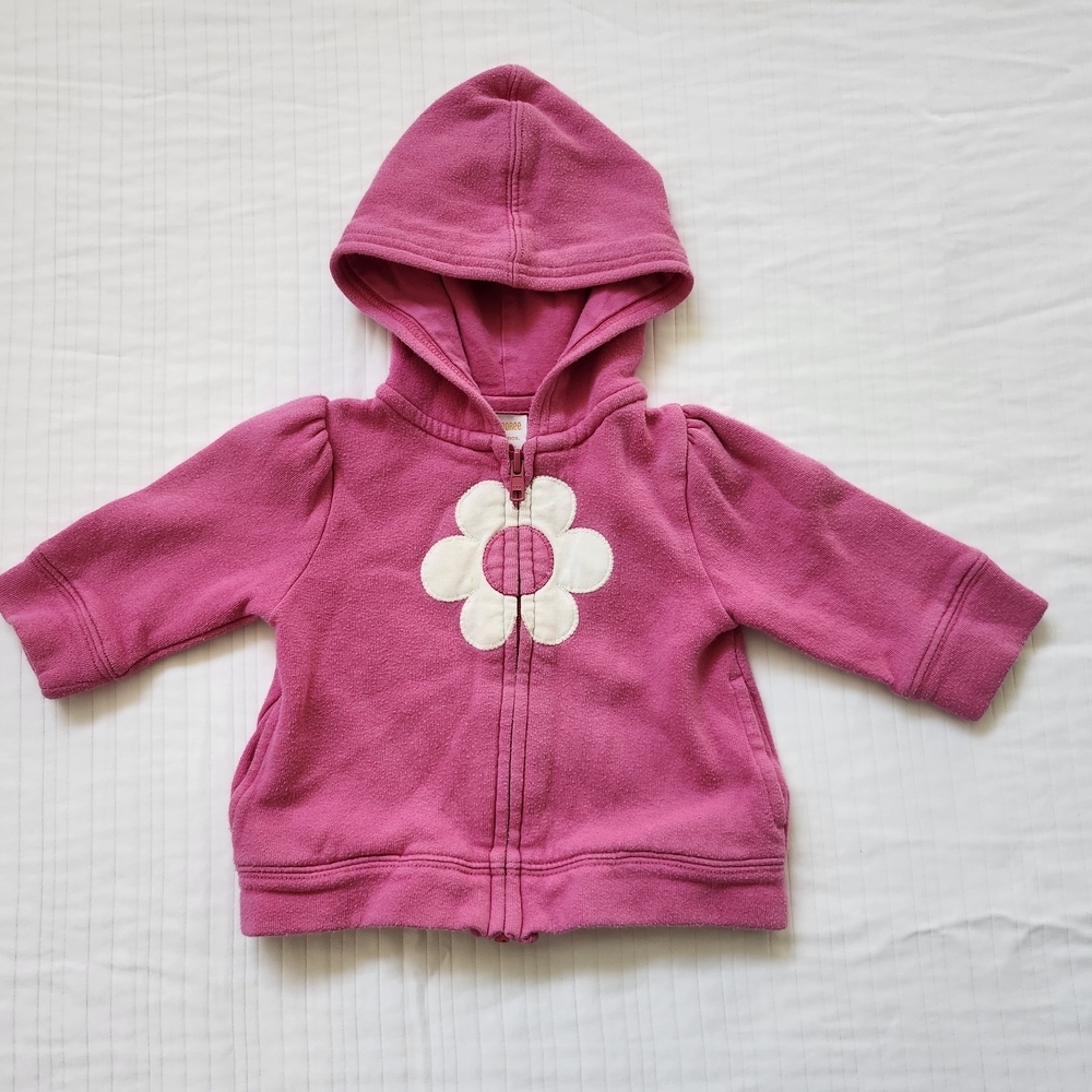 Gymboree Pink Hoodie with White Flower 6-12 Months